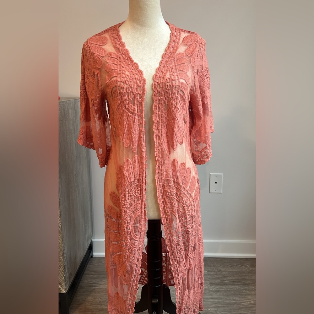 Rebellion Again Coral Shawl/ Kimono Size Large